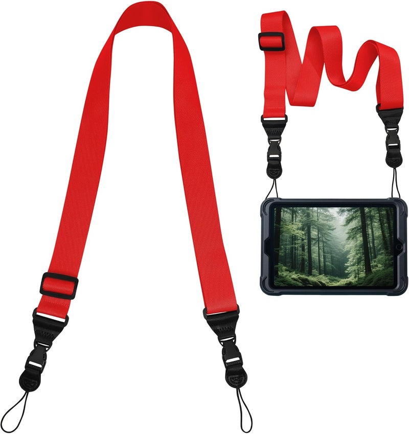 ATLRGISL Adjustable iPad Binocular Camera Strap, Comfortable Shoulder Strap Nylon Neck Lanyard for iPad/Samsung Tablet Case,Crossbody Laptop Luggage Bag (Red) - Image 1